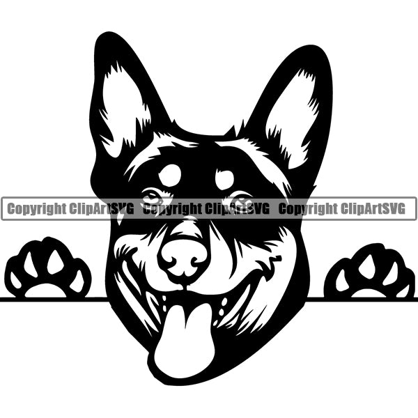 Australian Kelpie Peeking Dog Breed Clipart SVG 004