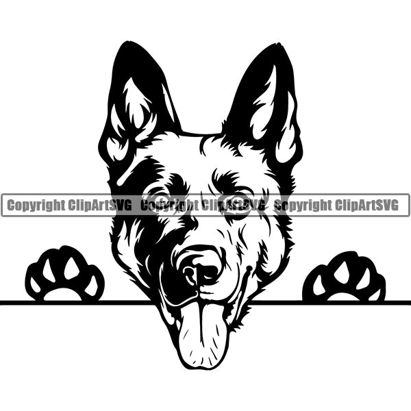 German Shepherd Peeking Dog Breed ClipArt SVG 014
