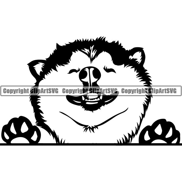 Siberian Husky Peeking Dog Breed ClipArt SVG 007