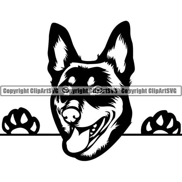 Australian Kelpie Peeking Dog Breed Clipart SVG 003