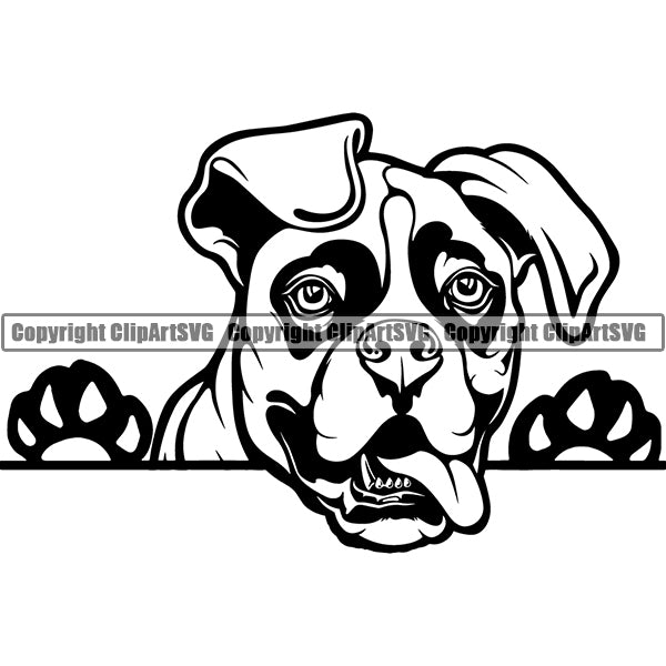 Boxer Peeking Dog Breed Clipart SVG 006