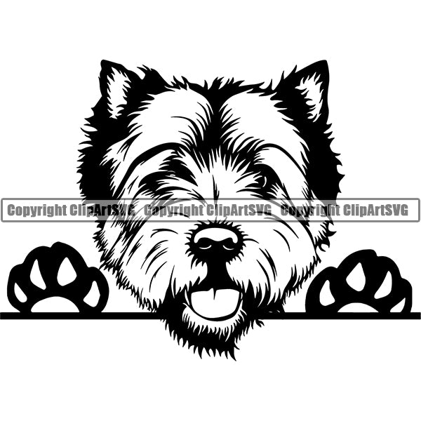 West Highland White Terrier Peeking Dog Breed ClipArt SVG 003