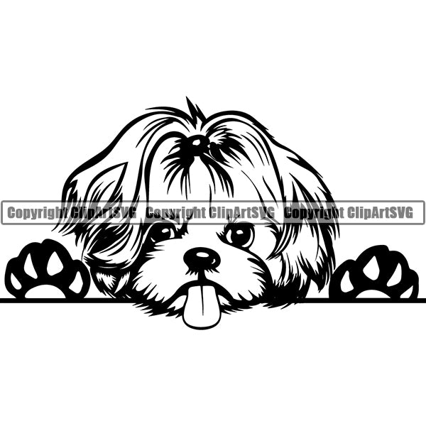 Shih Tzu Peeking Dog Breed ClipArt SVG 004