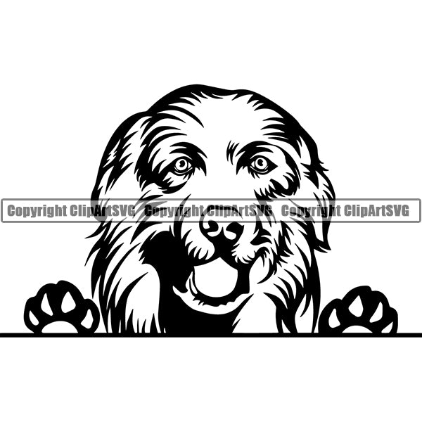 Great Pyrenees Peeking Dog Breed ClipArt SVG 001