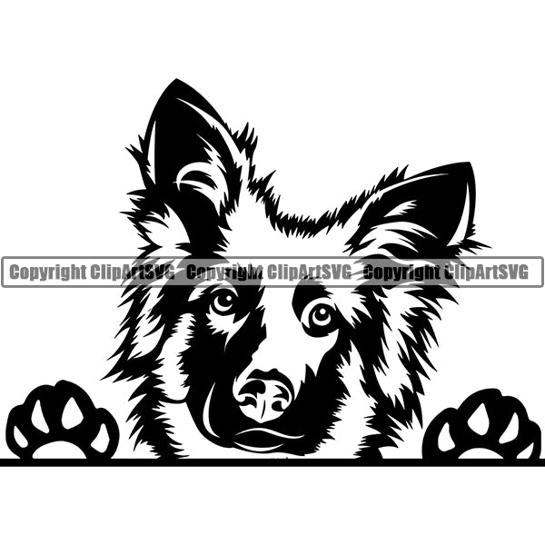 German Shepherd Peeking Dog Breed ClipArt SVG 004