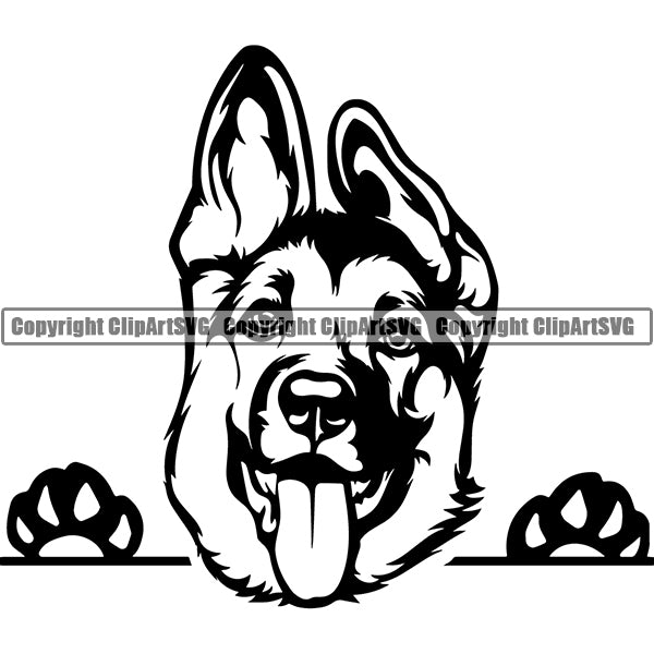German Shepherd Peeking Dog Breed ClipArt SVG 010