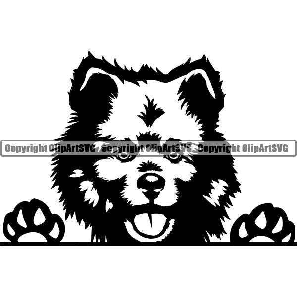 Keeshond Peeking Dog Breed ClipArt SVG 001
