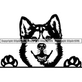 Siberian Husky Peeking Dog Breed ClipArt SVG 001
