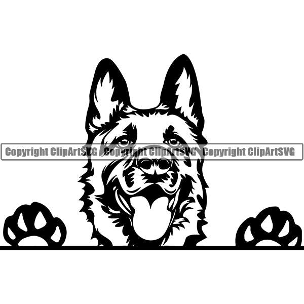 German Shepherd Peeking Dog Breed ClipArt SVG 001
