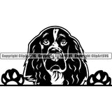 English Springer Spaniel Peeking Dog Breed ClipArt SVG 006