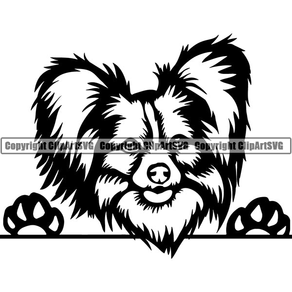 Papillon Peeking Dog Breed ClipArt SVG 004