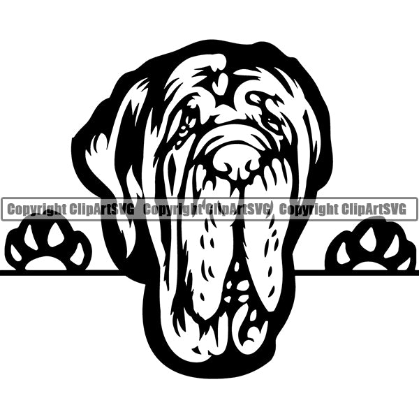 Neapolitan Mastiff Peeking Dog Breed ClipArt SVG 001