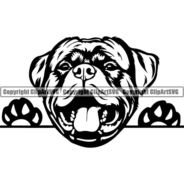 Rottweiler Peeking Dog Breed ClipArt SVG 007