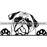 Pug Peeking Dog Breed ClipArt SVG 001