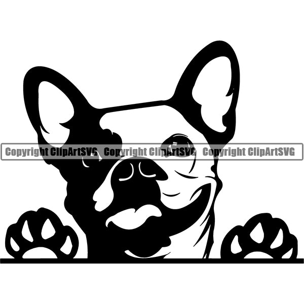 French Bulldog Peeking Dog Breed ClipArt SVG 007