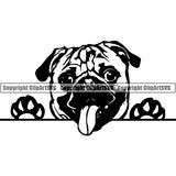 Pug Peeking Dog Breed ClipArt SVG 003