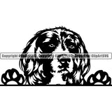 English Springer Spaniel Peeking Dog Breed ClipArt SVG 005
