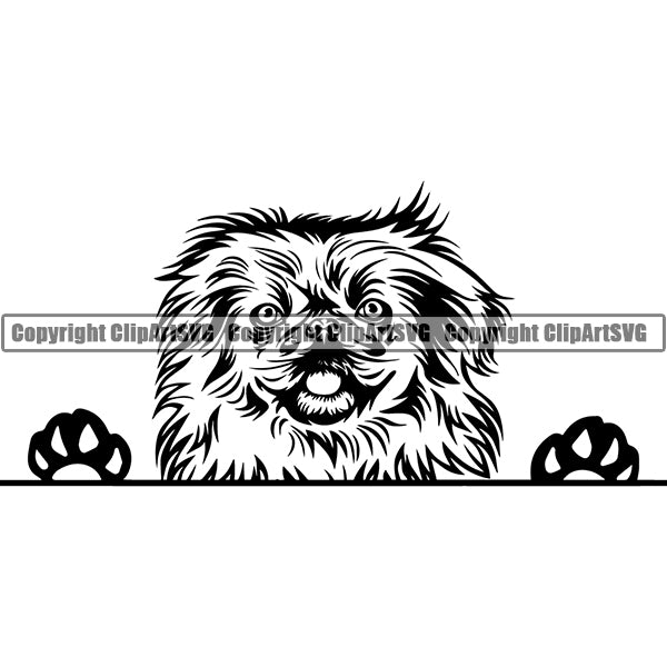 Pekingese Peeking Dog Breed ClipArt SVG 001