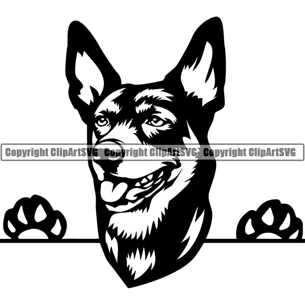 Australian Kelpie Peeking Dog Breed Clipart SVG 001