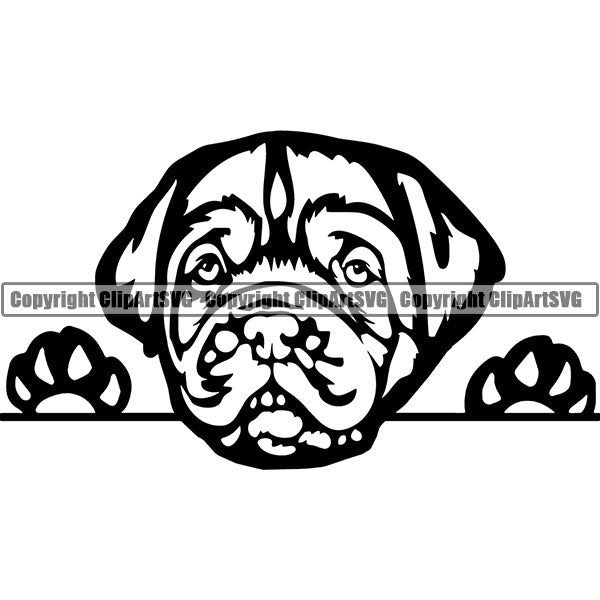 Dogue De Bordeaux Peeking Dog Breed ClipArt SVG 002