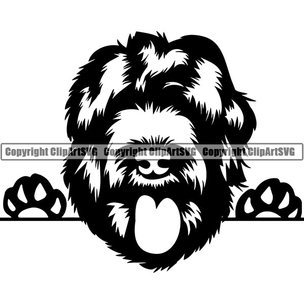 Black Russian Terrier Peeking Dog Breed Clipart SVG