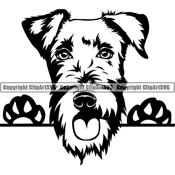 Airedale Peeking Dog Breed Clipart SVG