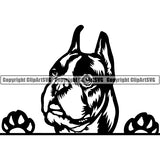 German Boxer Peeking Dog Breed ClipArt SVG 002