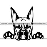 Boxer Peeking Dog Breed Clipart SVG 002