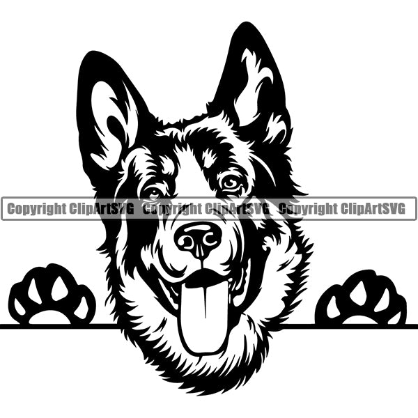 German Shepherd Peeking Dog Breed ClipArt SVG 020