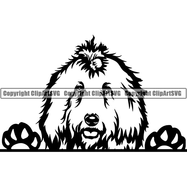 Komondor Peeking Dog Breed ClipArt SVG