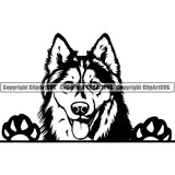 Siberian Husky Peeking Dog Breed ClipArt SVG 004