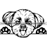 Shih Tzu Peeking Dog Breed ClipArt SVG