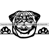 Pug Peeking Dog Breed ClipArt SVG