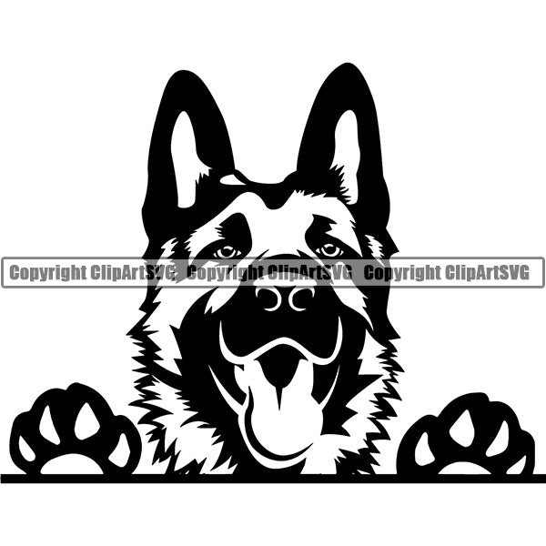 German Shepherd Peeking Dog Breed ClipArt SVG 005