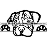 English Bulldog Peeking Dog Breed ClipArt SVG 008