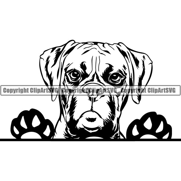 Boxer Peeking Dog Breed Clipart SVG 003