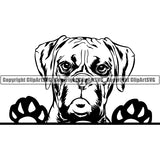 Boxer Peeking Dog Breed ClipArt SVG