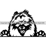 Keeshond Peeking Dog Breed ClipArt SVG 002