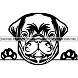 Pug Peeking Dog Breed ClipArt SVG 004