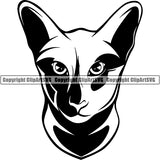Oriental Cat Head Face Clipart SVG