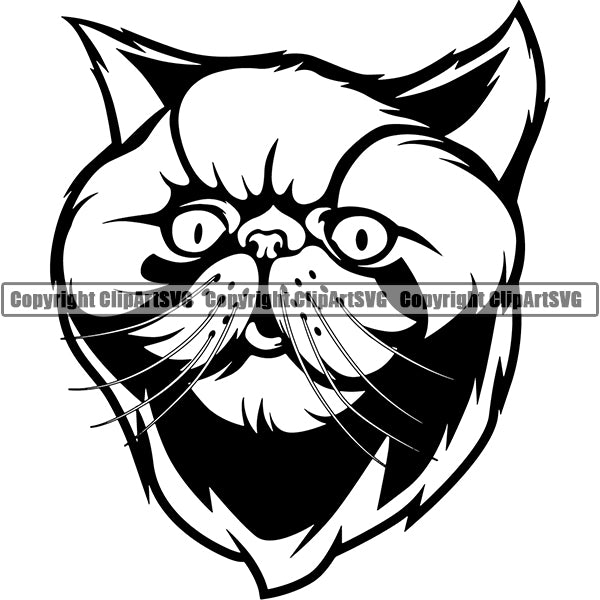 Persian Cat Head Face Clipart SVG 01