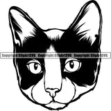 Tuxedo Cat Breed Head Face ClipArt SVG