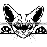 Oriental Cat Peeking CliArt SVG