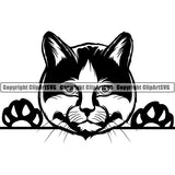Calico Cat Peeking CliArt SVG