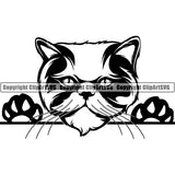 Persian Cat Peeking CliArt SVG 01