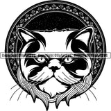 Persian Cat Head Face Clipart SVG 02