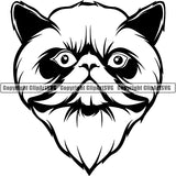 Himilayan Cat Breed Head Face ClipArt SVG