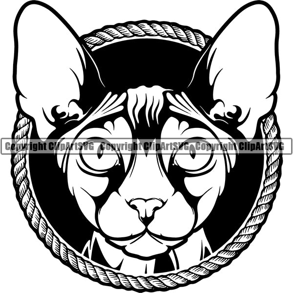 Sphynx Cat Head Face Clipart SVG
