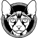 Sphynx Cat Breed Head Face ClipArt SVG