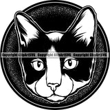 Tuxedo Cat Breed Head Face ClipArt SVG